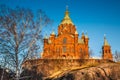 Uspenski Cathedral at sunset in Helsinki, Finland