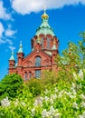 Uspenski Cathedral (Uspenskin katedraali) in spring, Helsinki, Finland