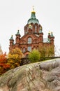 Uspenskin cathedral in Helsinki autumn view
