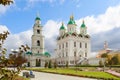 The Uspensky Cathedral and Prechistenskaya Bell Tower of the Astrakhan Kremlin in sunny day Royalty Free Stock Photo