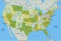 Highly detailed editable political map with separated layers. United States of America. Royalty Free Stock Photo