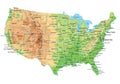 High detailed United States of America physical map with labeling. Royalty Free Stock Photo