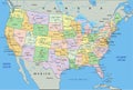 United States of America - Highly detailed editable political map with labeling.