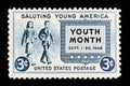 1948 Saluting Youth Month 3 cent America Postage Stamp - United States Post Office