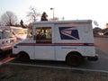 USPS mail delivery truck with logo in Edison, NJ USA.