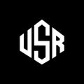 USR letter logo design with polygon shape. USR polygon and cube shape logo design. USR hexagon vector logo template white and Royalty Free Stock Photo
