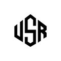 USR letter logo design with polygon shape. USR polygon and cube shape logo design. USR hexagon vector logo template white and Royalty Free Stock Photo