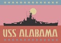 USS Alabama battleship in Mobile Bay Royalty Free Stock Photo