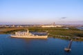 USS Alabama Battleship Park at sunrise in October Royalty Free Stock Photo