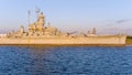 USS Alabama Battleship Park at sunrise in October Royalty Free Stock Photo