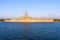 USS Alabama Battleship Park at sunrise in October Royalty Free Stock Photo