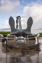 USS Arizona anchor on display as statue Pearl Harbor, Oahu, Hawaii, USA