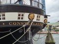 USS Constellation frigate war ship docked in Baltimore Inner Harbor Royalty Free Stock Photo