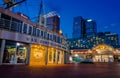 The USS Constellation Museum and Pratt Street Pavilion during twilight, at the Inner Harbor in Baltimore, Maryland Royalty Free Stock Photo