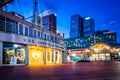 The USS Constellation Museum and Pratt Street Pavilion during twilight, at the Inner Harbor in Baltimore, Maryland Royalty Free Stock Photo