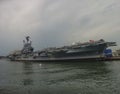 The USS Intrepid Sea, Air & Space Museum moored on on the Hudson on the west side of Manhattan Royalty Free Stock Photo