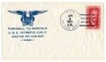 USS Intrepid, The USA  - 4 April 1966: US historical envelope: cover with patriotic cachet farewell to norfolk U.S.S. CVS-11 sails Royalty Free Stock Photo
