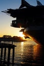 USS Midway Museum, Sunset, San Diego Bay Royalty Free Stock Photo