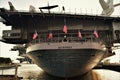 USS Midway rear view in San Diego Harbor Downtown