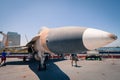 F/A 18 Hornet Striker on board Uss Midway aircraft carrier museum at the San Diego Harbor California clear summer day Royalty Free Stock Photo