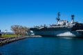 The USS Midway, retired Navy ship, stands at San Diego harbor on Pacific Ocean