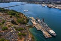 USS Missouri BB-63 and USS Arizona Memorial in Pearl Harbor Ho