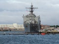 The USS Oak Hill naval vessel docked at the Norfolk Naval Base