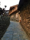 Usseaux village in Piedmont region, Italy. Narrow splendid street, roof and peace