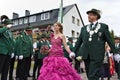 Usseln, Germany - July 29th, 2018 - The winner of the shooting competition parades past the ranks of his saluting fellow club memb