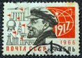 USSR - CIRCA 1966: A postage stamp printed in USSR shows Russian Marxist revolutionary and communist politician Vladimir Ily