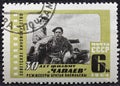 USSR - CIRCA 1964: Postage stamp 'Shot from the film 'Chapaev' directors - brothers