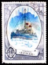 USSR - CIRCA 1976: A stamp depicts the Russian icebreaker Ermak