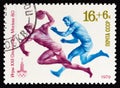 USSR - CIRCA 1979: A stamp printed in USSR from the `Olympic Games, Moscow. Sports 6th series` issue shows Handball, circa 1979.