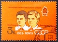 USSR - CIRCA 1962: A stamp printed in the USSR Russia shows Golikov and Kotik from the series 40 Anniversary of All