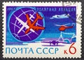 USSR - CIRCA 1963: A stamp printed in the USSR shows Arctic planes and helicopter, circa 1963