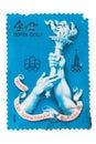 USSR - CIRCA 1976: A stamp printed in the shows Olympic fla Royalty Free Stock Photo