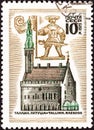 USSR - CIRCA 1973: A stamp printed in USSR shows Town Hall and weather vane, Tallinn, Estonia, circa 1973.