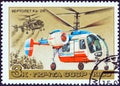 USSR - CIRCA 1980: A stamp printed in USSR from the `Helicopters ` issue shows Kamov Ka-26, 1965, circa 1980.