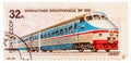 Stamp printed in the USSR Russia showing Locomotive with the inscription High-speed electric locomotive ER-200