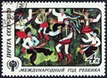 USSR - CIRCA 1979: A stamp printed in USSR shows Dance of Friendship Liliya Elistratova, circa 1979. Royalty Free Stock Photo