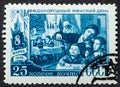 USSR - CIRCA 1949: stamp printed in the USSR shows a woman teacher with inscription International Women's Day March 8