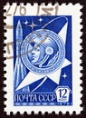 USSR - CIRCA 1976: A stamp printed in USSR shows Yuri Gagarin medal, circa 1976. Royalty Free Stock Photo