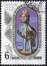 USSR - CIRCA 1969: stamp 6 Soviet kopek printed by USSR, shows Simurg - vessel as bird with woman face Iran, 13th c., State