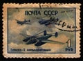 USSR - CIRCA 1945: Tupolev Tu-2 (ANT-58, 103 Bat), frontline (SDB and FB) bomber aircraft World War II