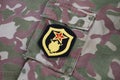 USSR military uniform - Soviet Army Military engineering shoulder patch on camouflage uniform background