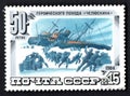 USSR postage stamp dedicated to heroic campaign of motor ship Chelyuskin Royalty Free Stock Photo