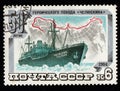 USSR postage stamp dedicated to heroic campaign of motor ship Chelyuskin Royalty Free Stock Photo