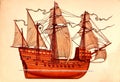 OLD postcard: Drawing of the English box `Mary Rose`