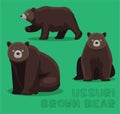 Ussuri Brown Bear Cartoon Vector Illustration