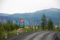 Ust-Nera town entrance memorial sign Sakha Republic